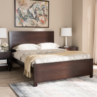 Baxton Studio HT1702-Espresso Brown-Full Catalina Modern Classic Mission Style Dark Brown-Finished Wood Full Platform Bed
